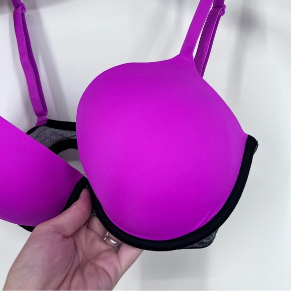Victoria’s Secret PINK Neon Purple Heather Grey Wear Everywhere Push-Up Bra - Picture 2 of 5